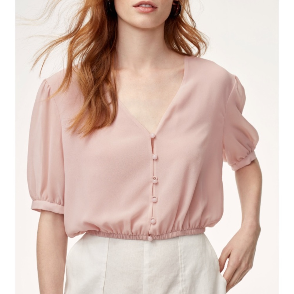 Aritzia Wilfred Sofiane Blouse, pink chiffon